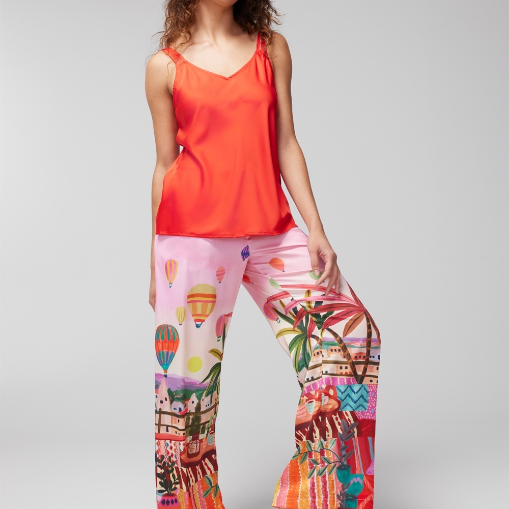 Soma x Rhi James Satin Wide-leg Pant In Turkish Sunset — women’s size large